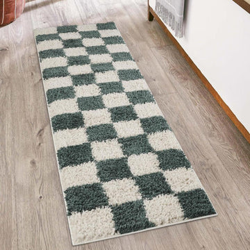 Chester Check CHS01 Jade Green Runner-Desire Rugs-Rug Love - The Most Loved Rug Store